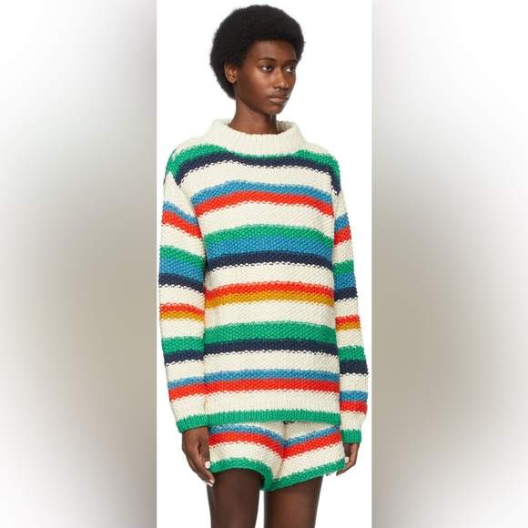 The Elder Statesman Off-White Varied Stripe Sweater - Picture 3 of 16
